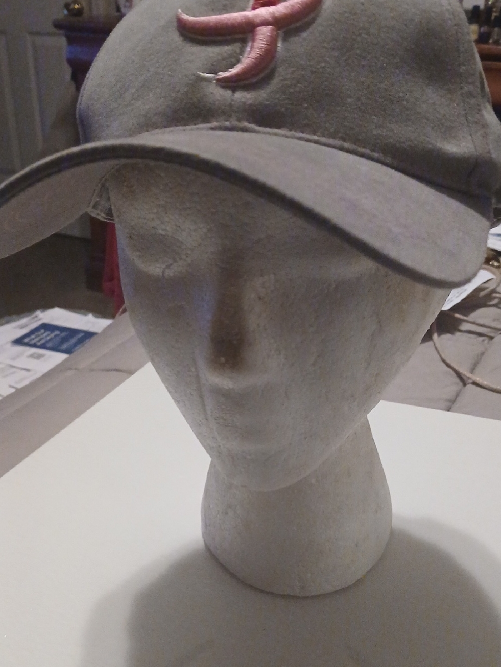 Grey Baseball Cap with Pink Logo